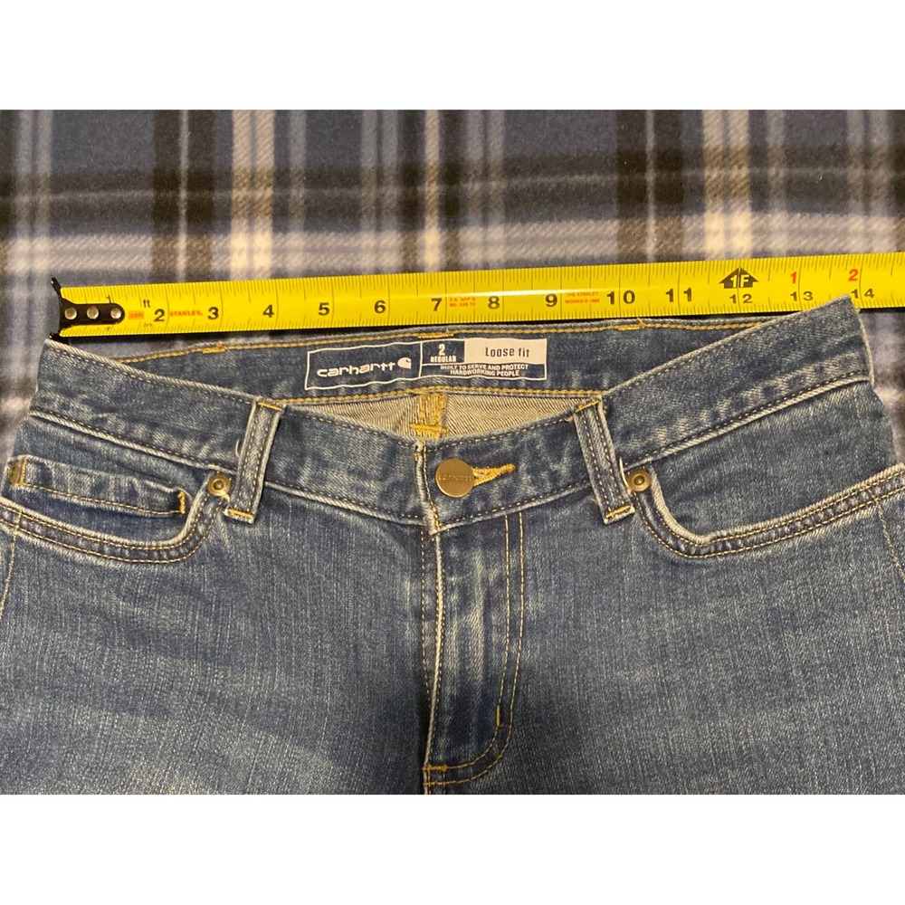 Carhartt Rugged Flex Loose Fit Jeans Womens 2 Regular Medium Wash BD2731-W - Picture 5 of 7